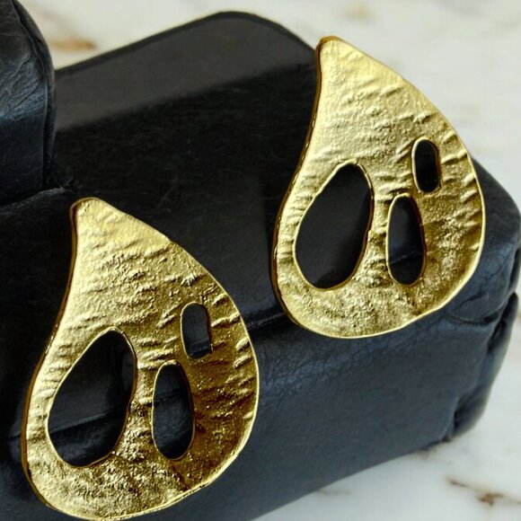 Minimalist Two Tone Gold Plated Necklace Earrings Set Chunky Jewelry Set - Picture 2 of 2